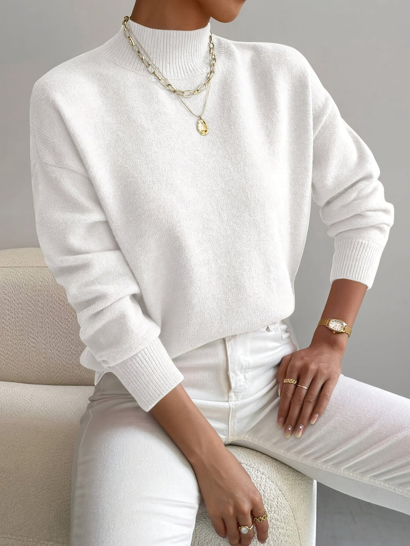 Women's Oversized Knit Sweater, Turtleneck Pullover