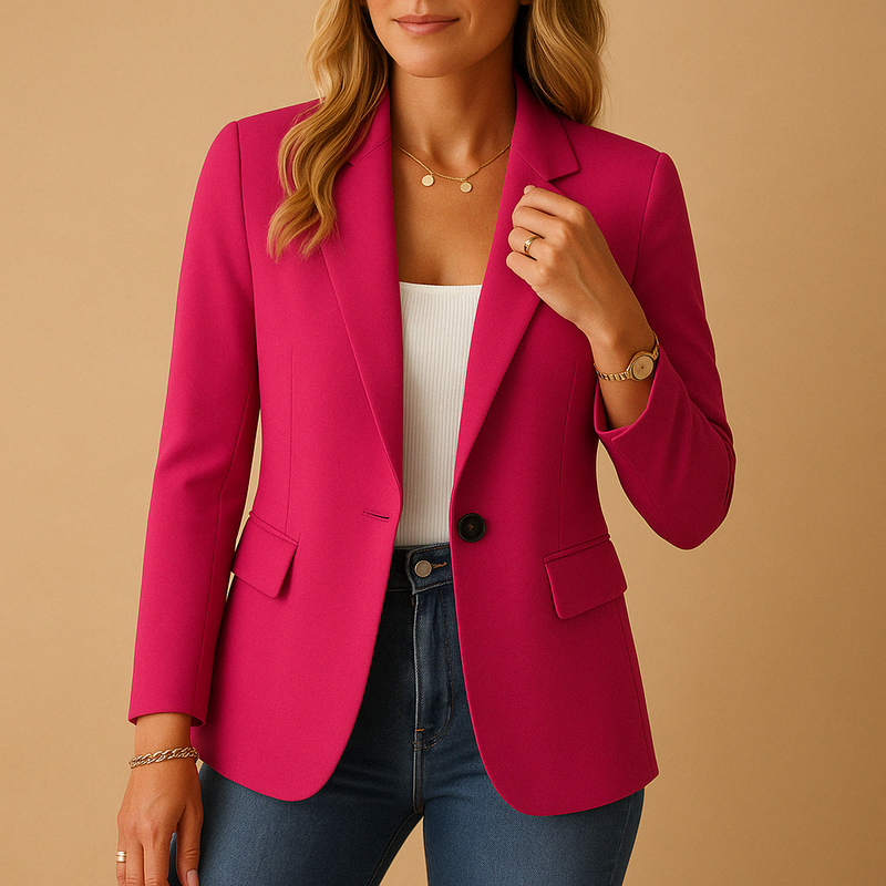 Women's Single-Breasted Tailored Blazer, Button-Front Structured Blazer