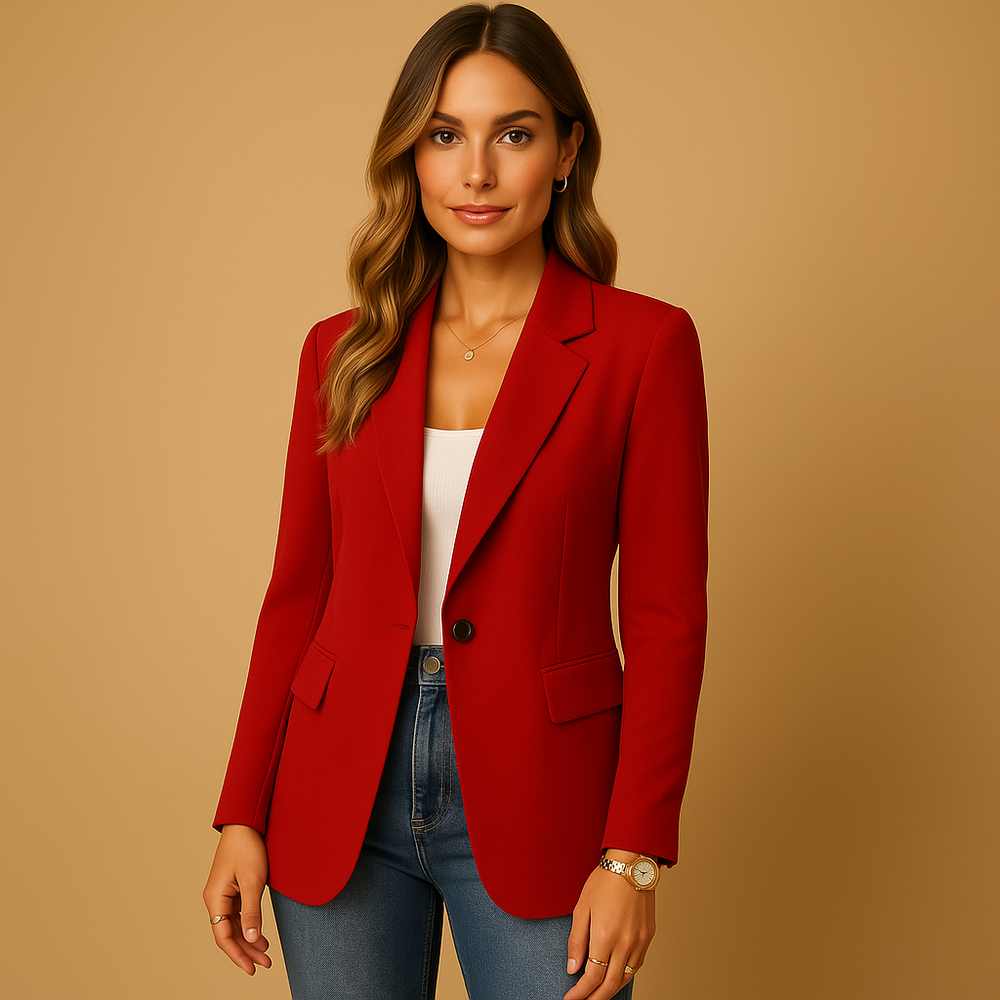 Women's Single-Breasted Tailored Blazer, Button-Front Structured Blazer