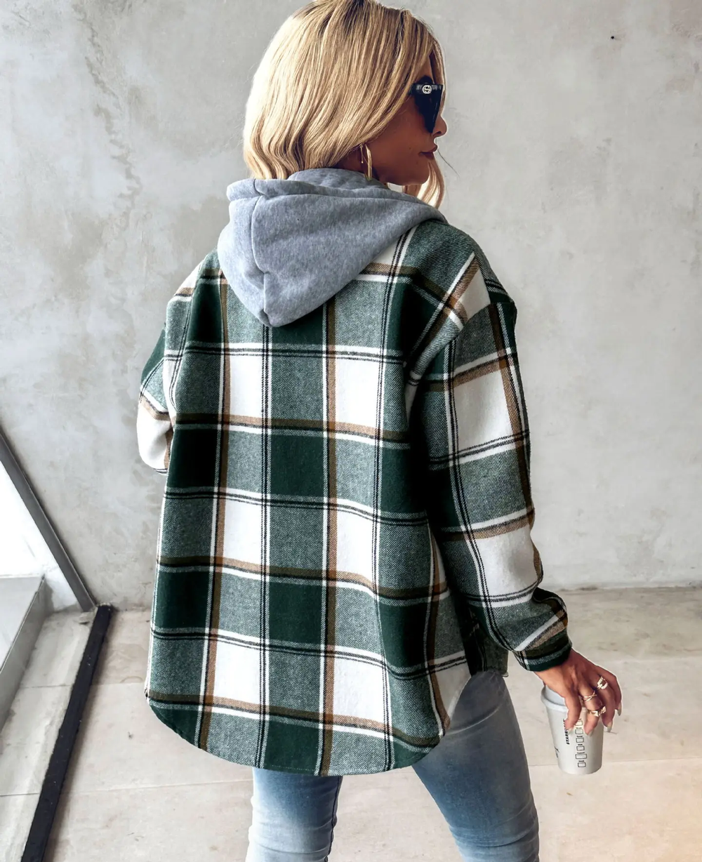Women's Checked Knit Cardigan, Lined Winter Cardigan