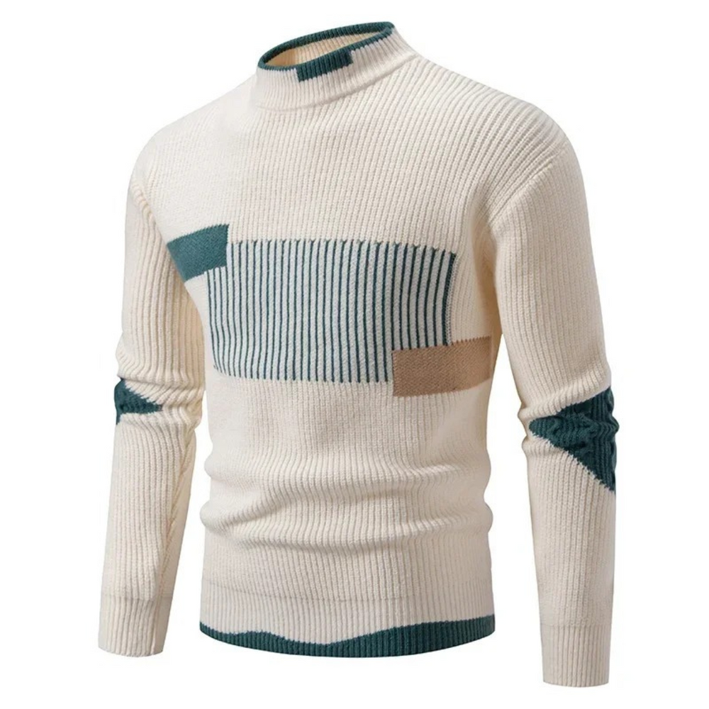 Men's Pattern Knit Sweater, Crewneck Pullover