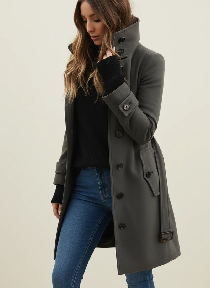 Women's Belted Trench Coat, Longline Winter Coat