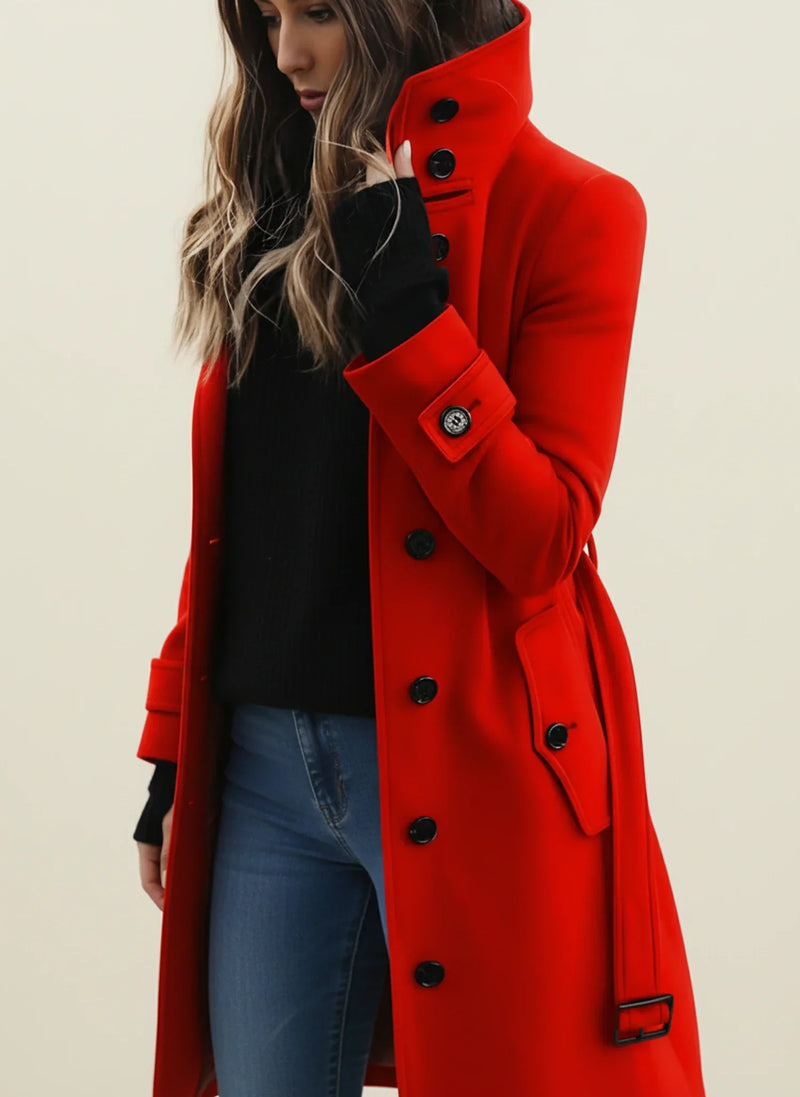 Women's Belted Trench Coat, Longline Winter Coat