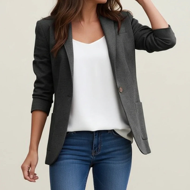 Women's Tailored Blazer Jacket, Button-Front Structured Blazer