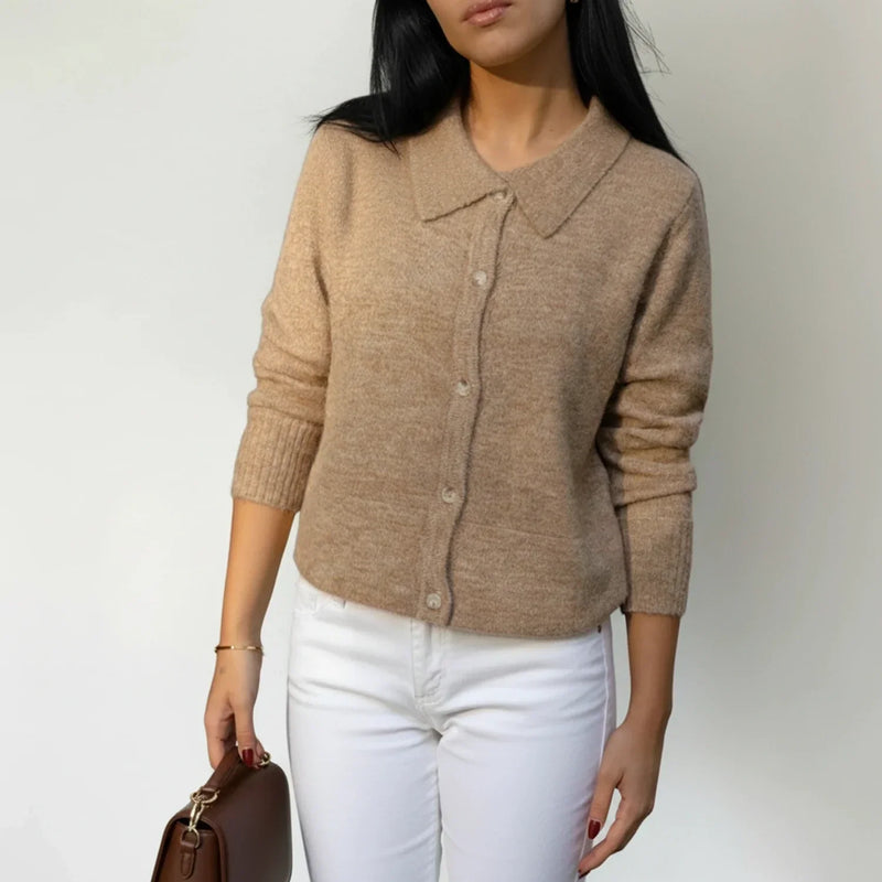 Women's Collared Knit Cardigan, Oversized Winter Cardigan