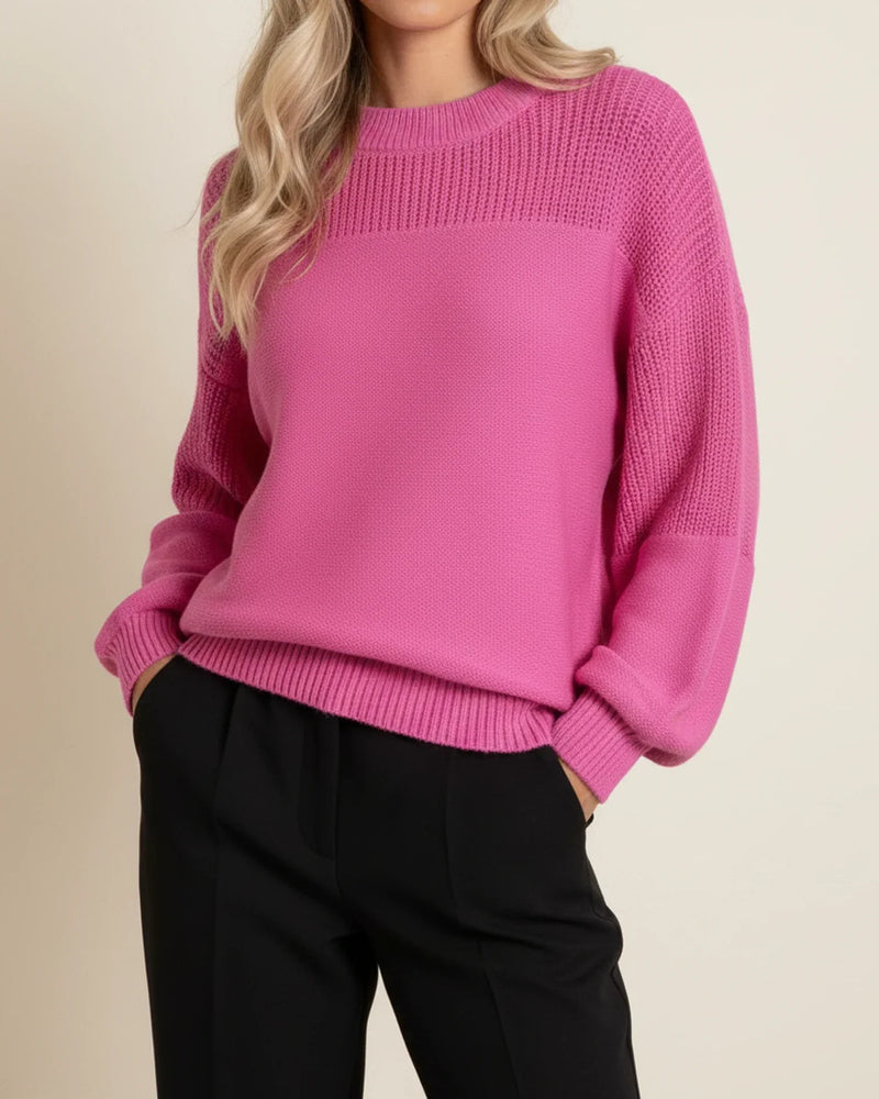 Women's Relaxed Knit Pullover Sweater, Oversized Winter Pullover