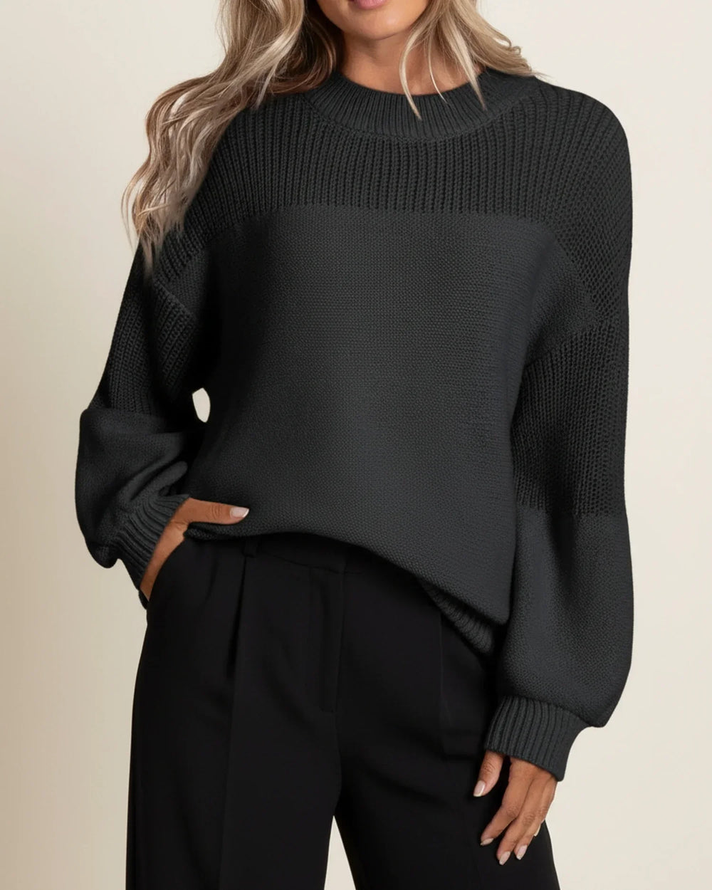 Women's Relaxed Knit Pullover Sweater, Oversized Winter Pullover