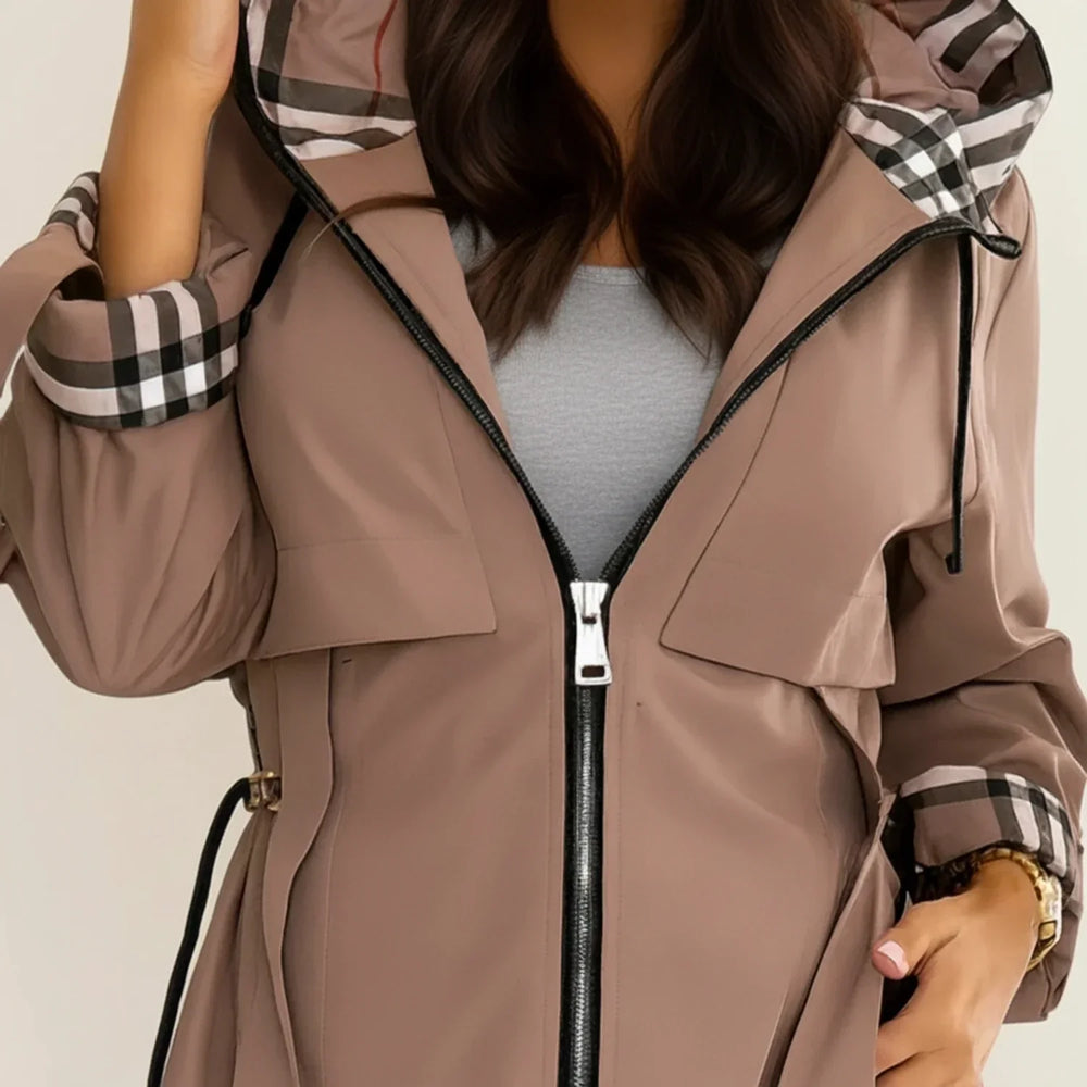 Women's Hooded Longline Trench Coat, Belted Winter Coat