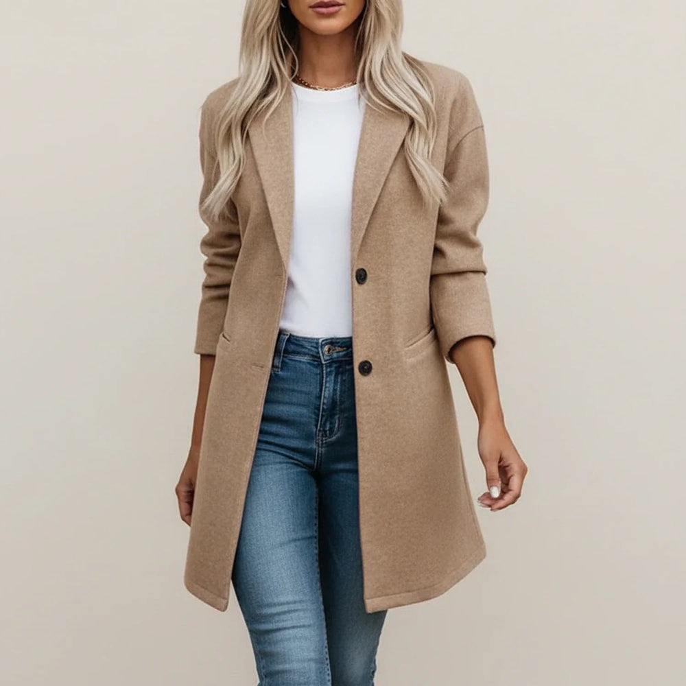 Women's Longline Tailored Blazer, Button-Front Structured Blazer