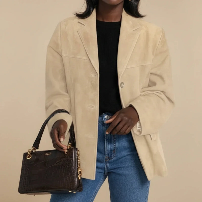 Women's Relaxed-Fit Tailored Blazer, Open-Front Structured Blazer