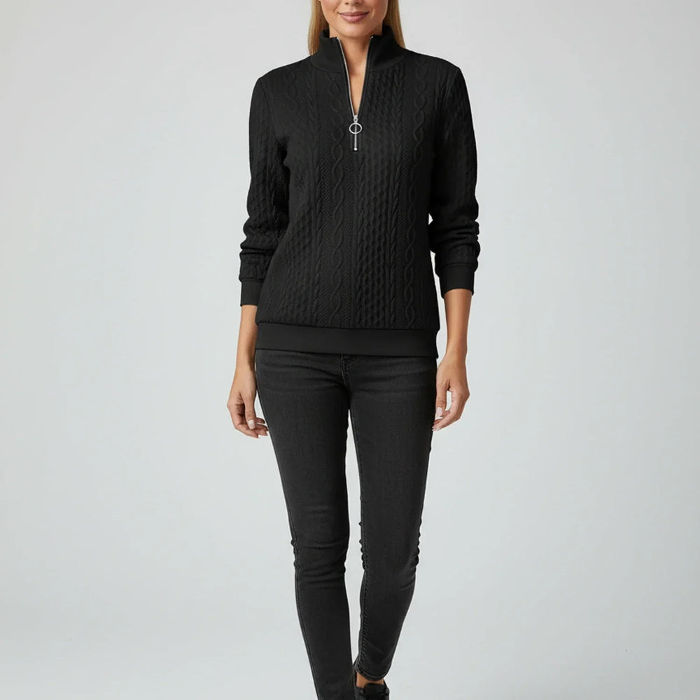 Women's Quarter-Zip Knit Sweater, Oversized Winter Pullover