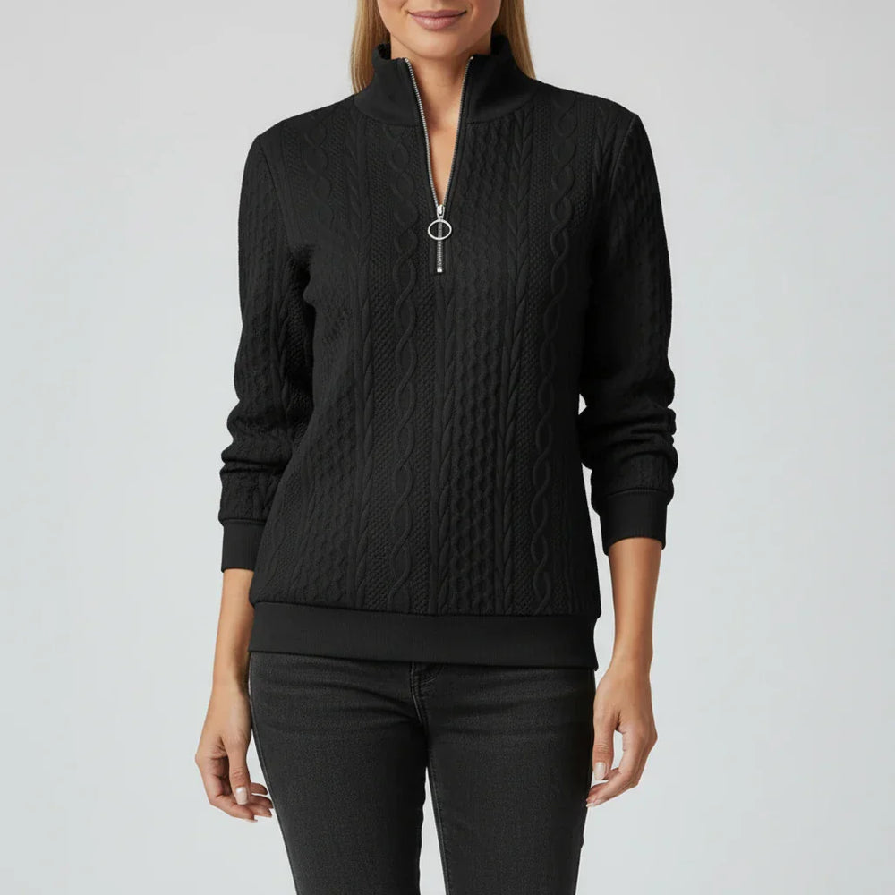 Women's Quarter-Zip Knit Sweater, Oversized Winter Pullover