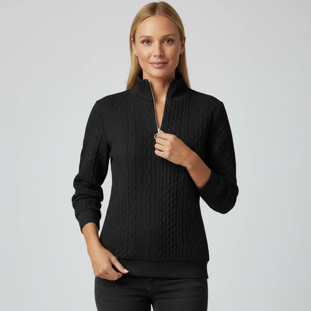 Women's Quarter-Zip Knit Sweater, Oversized Winter Pullover