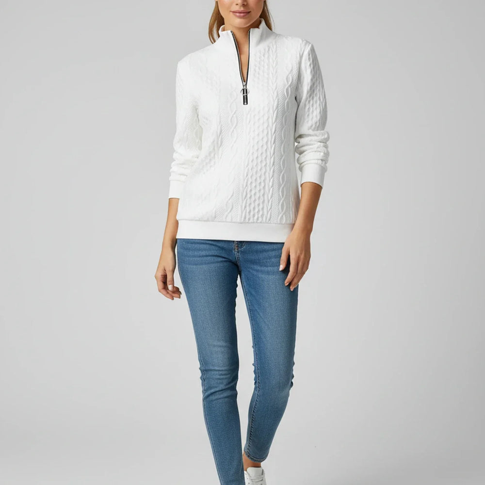 Women's Quarter-Zip Knit Sweater, Oversized Winter Pullover