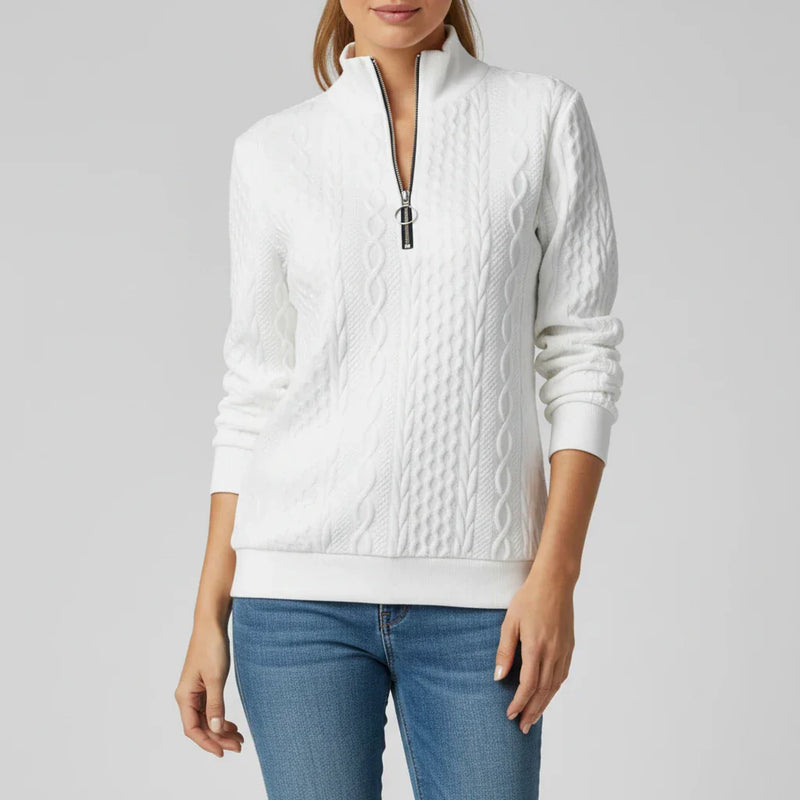 Women's Quarter-Zip Knit Sweater, Oversized Winter Pullover
