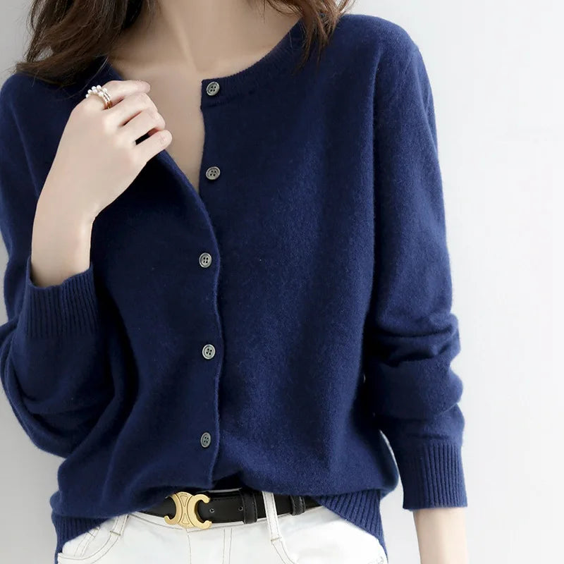 Women's Button-Front Knit Cardigan, Oversized Winter Cardigan
